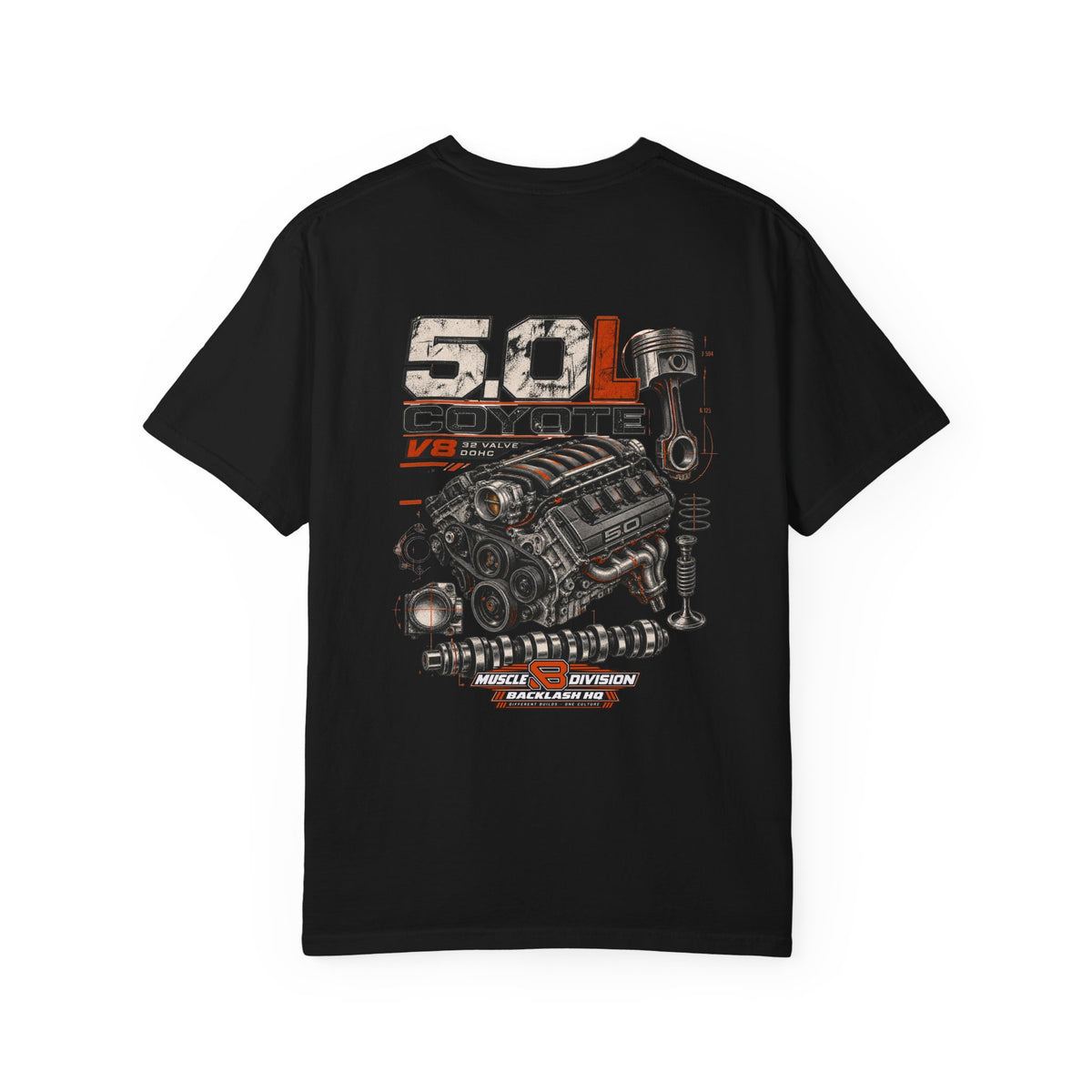 5.0L Coyote V8 Engine T-Shirt | Backlash HQ