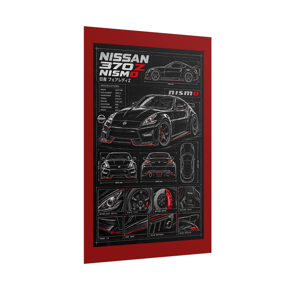 Nissan 370Z Nismo Automotive Blueprint Rolled Poster