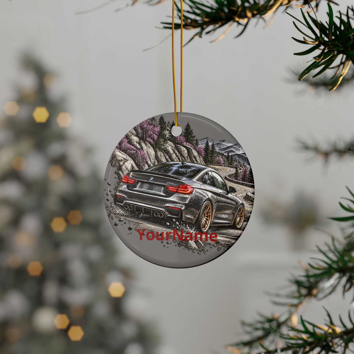 Personalized BMW M4 Mountain Run Ceramic Ornament | Backlash HQ