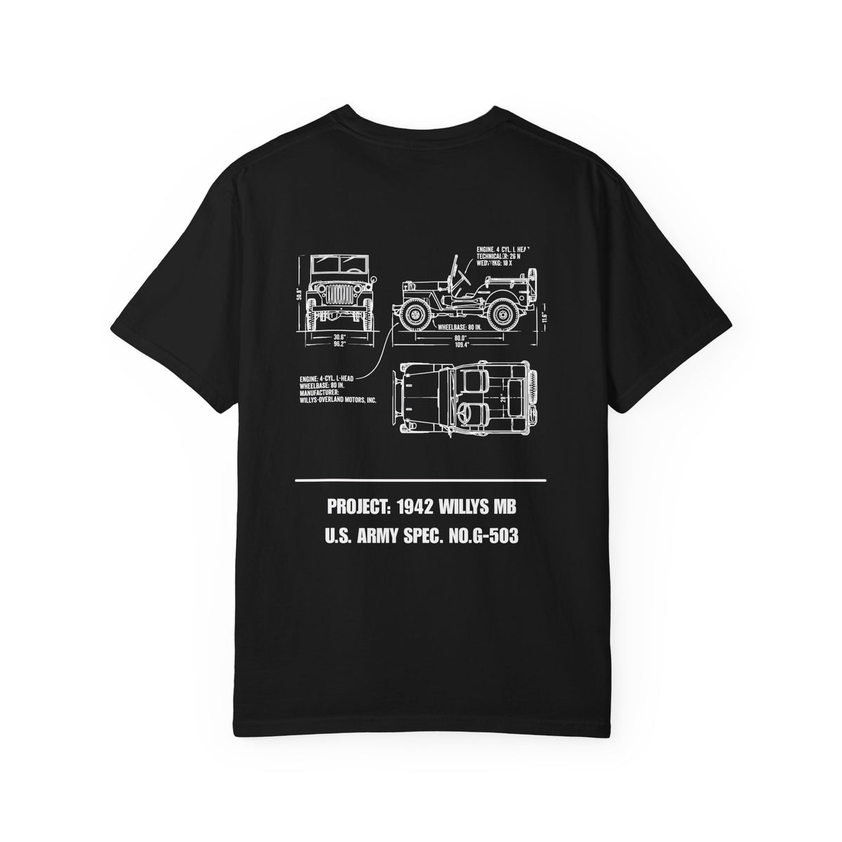 1942 Willys MB Blueprint T-Shirt | Backlash HQ