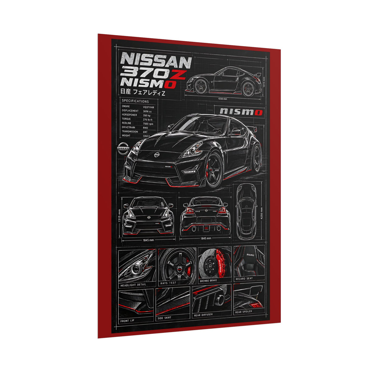 Nissan 370Z Nismo Automotive Blueprint Rolled Poster