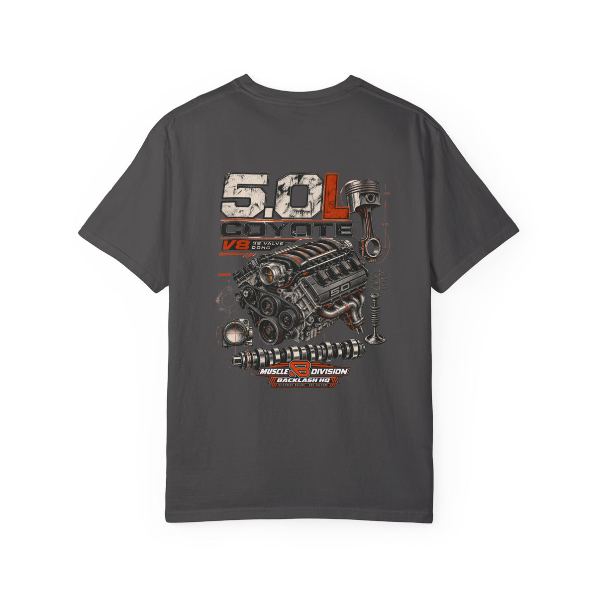 5.0L Coyote V8 Engine T-Shirt | Backlash HQ