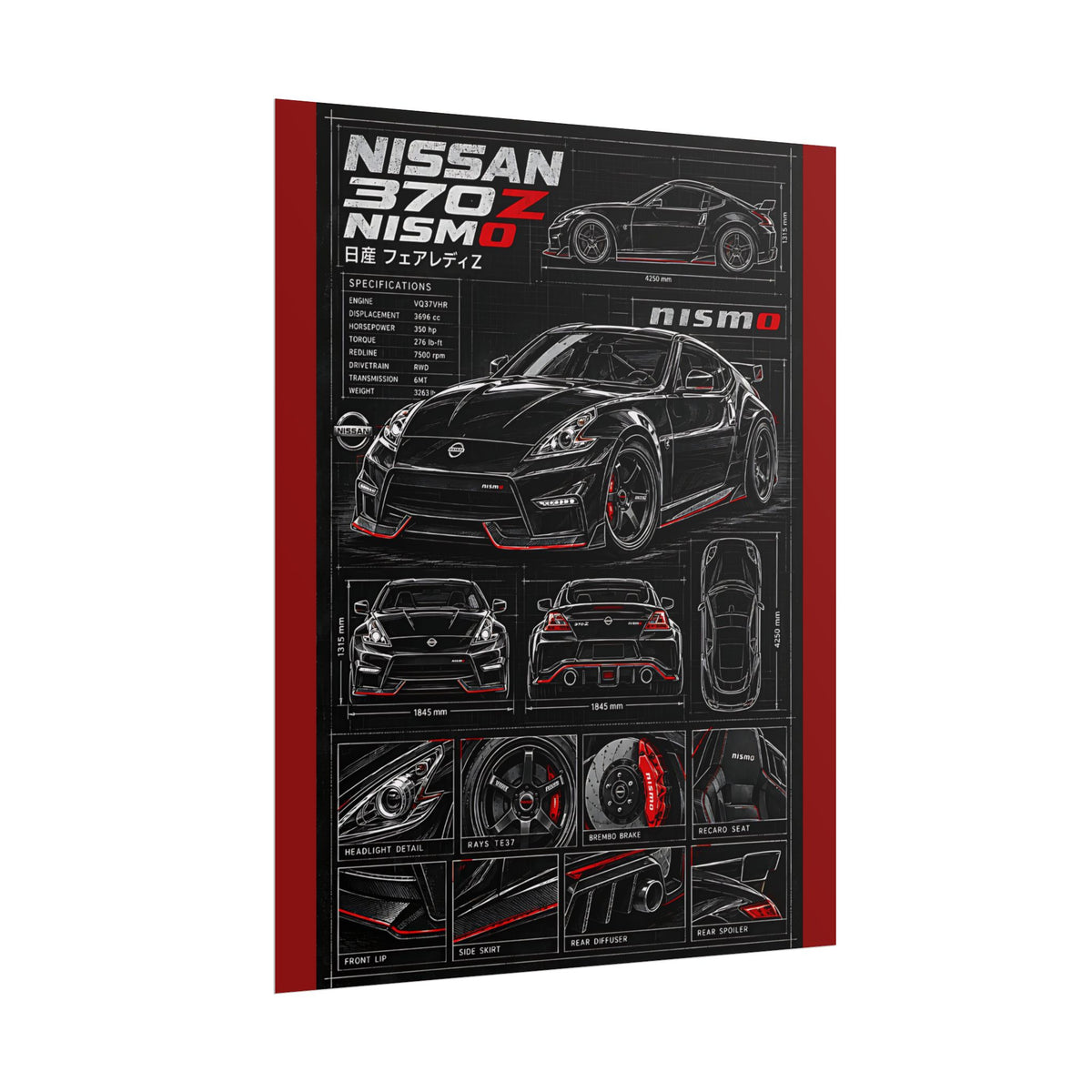 Nissan 370Z Nismo Automotive Blueprint Rolled Poster
